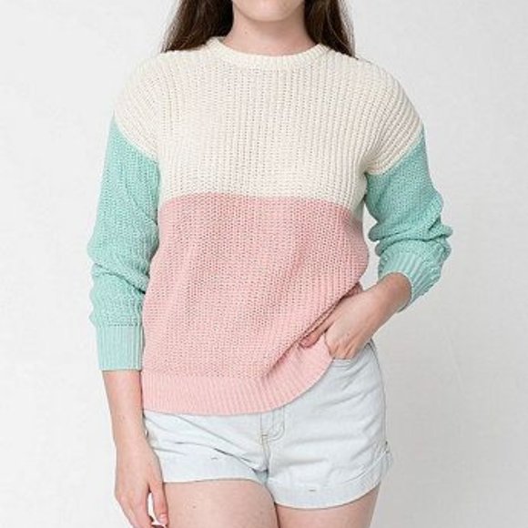 American Apparel Color Block Fishermans Sweater - Picture 2 of 4